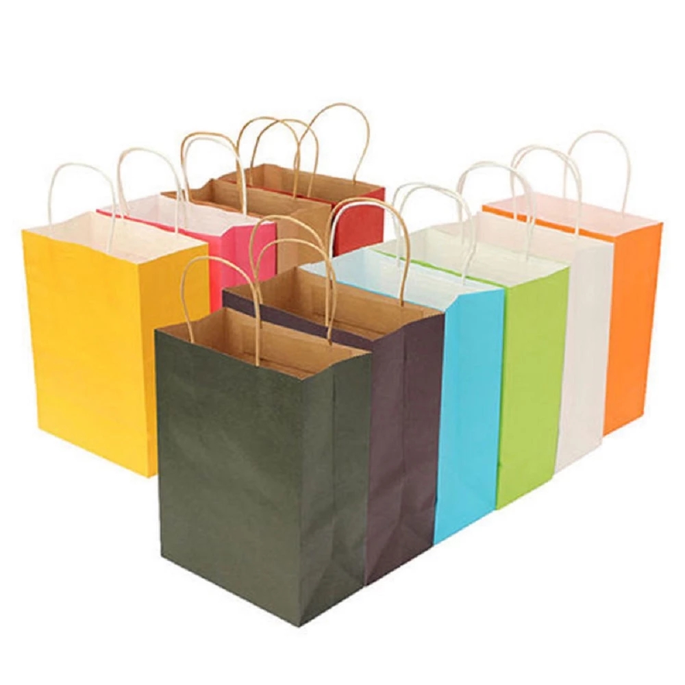 Custom logo printing shopping packaging paper bags wholesale with handle