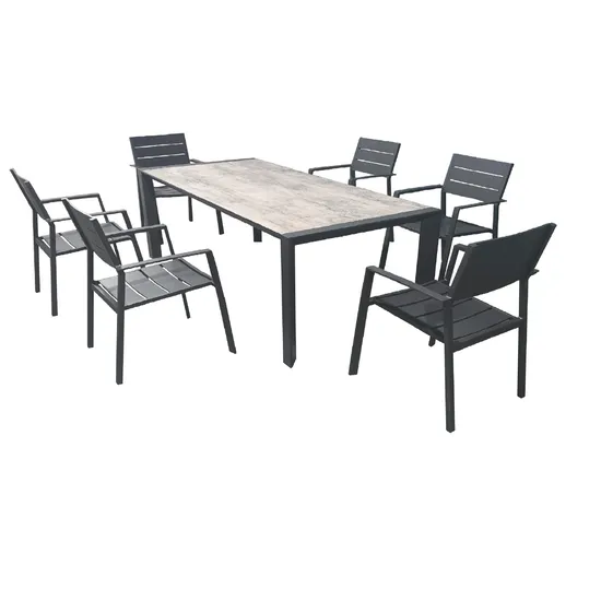 Yncz Modern Luxury Hotel Home Outdoor Sofa Garden Patio Dining Chair and Table Set Aluminum Furniture