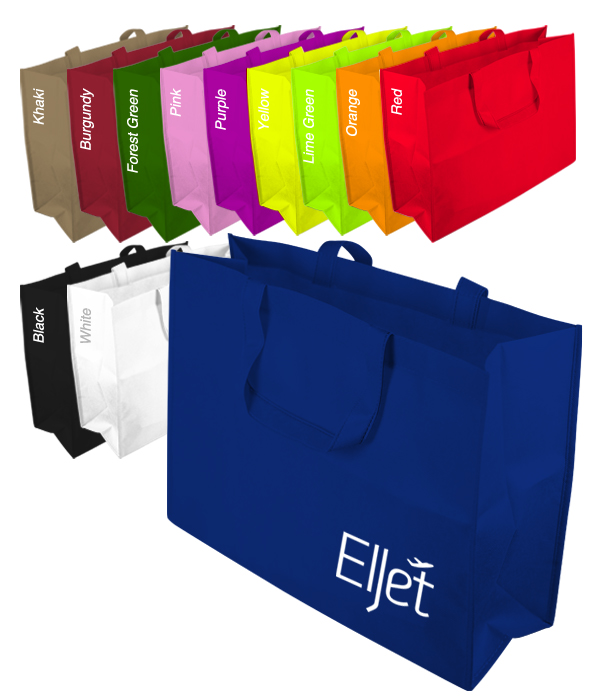 White polypropylene shopping bag w/ logo