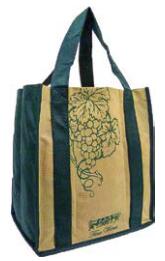 Non-Woven PP 6 bottle wine  tote with sewn-in partitions.