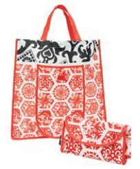 Non-Woven PP, fold-up  wallet bag with snap.