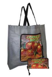 Non-Woven PP, fold-up  wallet bag with zipper.