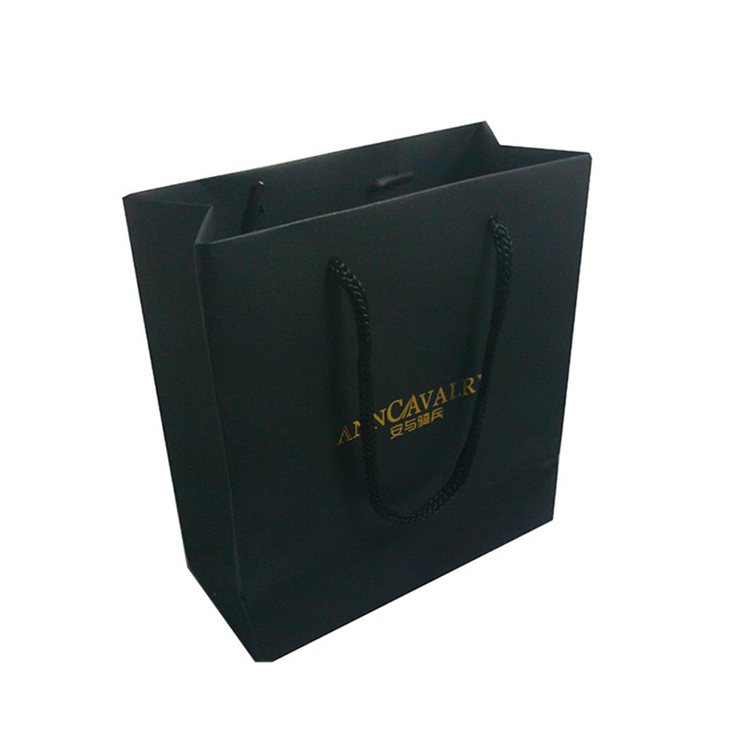 Personalised luxury brand boutique gift packaging customised small size black jewellery paper bag with logo